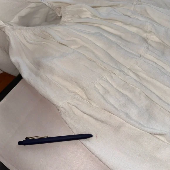 Sadie & Sage White Cottagecore Puff Sleeve Tie Back Midi Dress Boho Prairie S - Picture 9 of 13